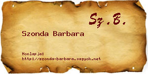 Szonda Barbara névjegykártya